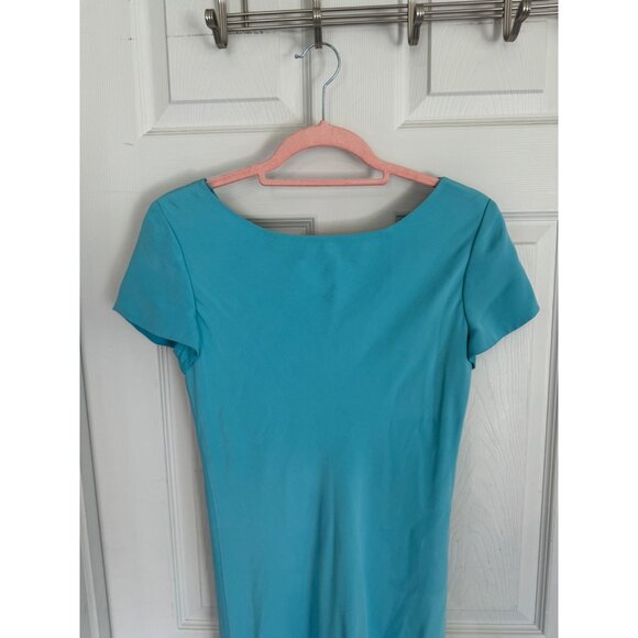 Vintage Jones of New York Dress Blue Sheath 100% Silk Knee Length Slip Lined 10 - Picture 6 of 9